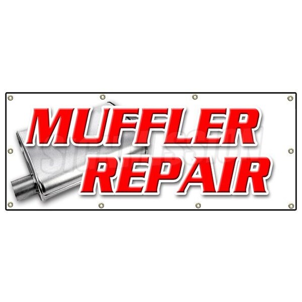 Signmission MUFFLER REPAIR BANNER SIGN brake shop auto repair oil changes repair B-96 Muffler Repair - main
